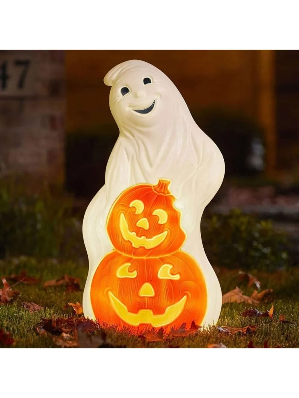 60W Light Up Ghost & Pumpkin Halloween Garden Statue - Outdoor Decor
